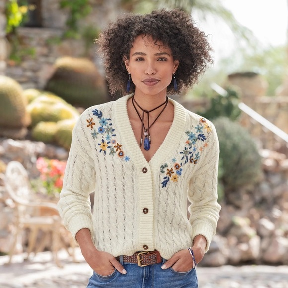 Sundance 🆕 Pocket of Posies Cardigan Sweater XS floral embroidered cottagecore - Picture 1 of 11